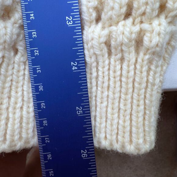 John Molloy Men's LRG Ivory Irish Wool Cable Knit Crew Neck Fisherman Sweater - Picture 7 of 7